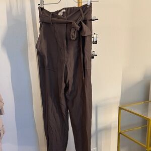 BROCHU WALKER- Brown High-Waisted Tie Pants- Japanese crepe “jogger”